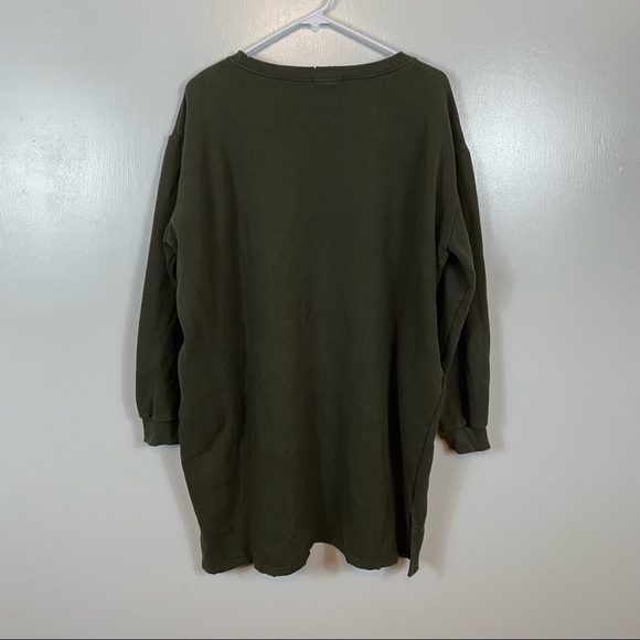 Haker Green long sleeve street oversized sweater sweatshirt minidress U-408 - Picture 12 of 14